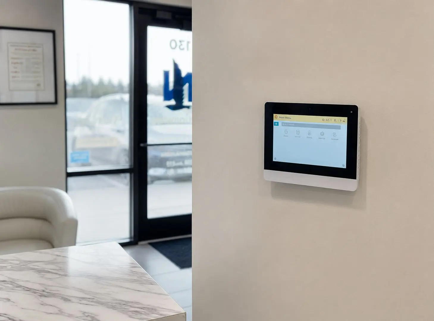 Finished alarm systems setup with clean cabling and configured hardware